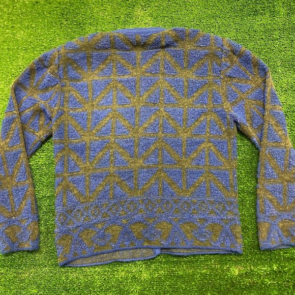 Abstract Vintage 80s Wool Cardigan Sweater - Picture 4 of 4